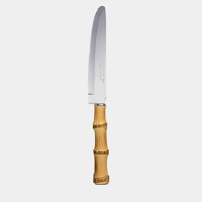 Faca de mesa tipo jumbo com cabo de bambu natural|faca jumbo para churrasco com cabo de bambu natural