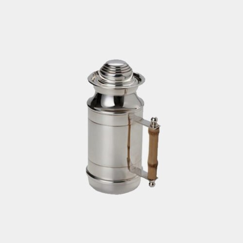 garrafa termica de prata com bambu pequena