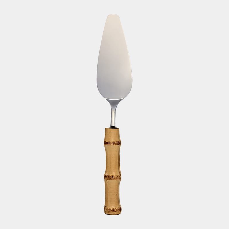 Espátula para servir bolo com cabo de bambu natural|Espátula para servir bolo